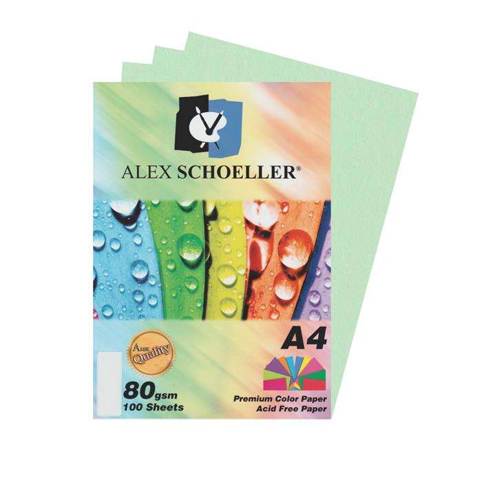 Alex Schoeller ورق ملون أليكس شولر 80 جم A4 100 ورقة أخضر فاتح