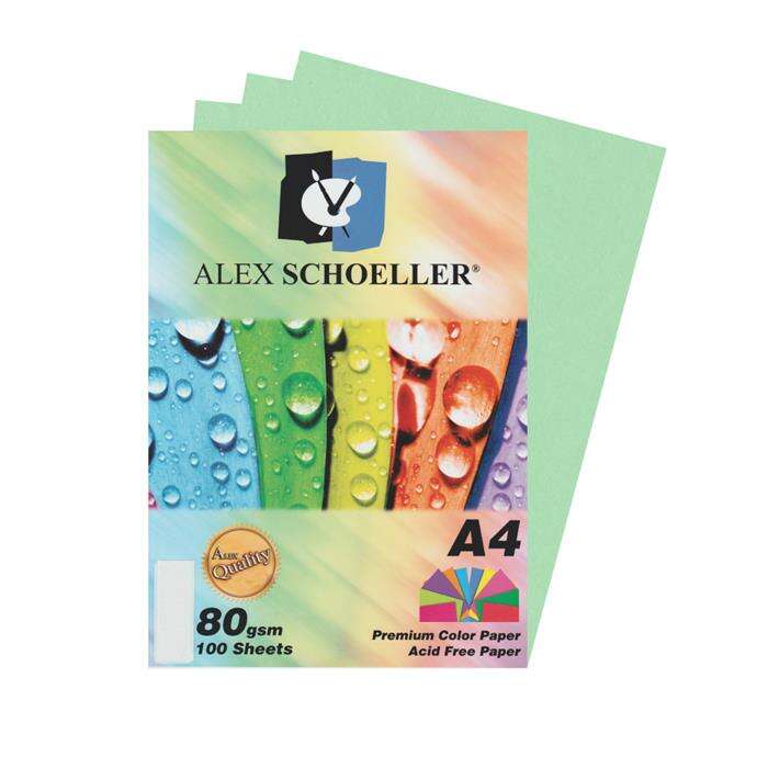 Alex Schoeller ورق ملون أليكس شولر 80 جم A4 100 ورقة أخضر
