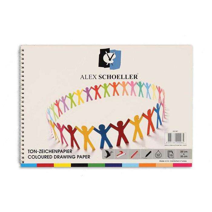 Alex Schoeller دفتر رسم ملون من أليكس شولر 160 جم ​​25 × 35 سم 15 ورقة