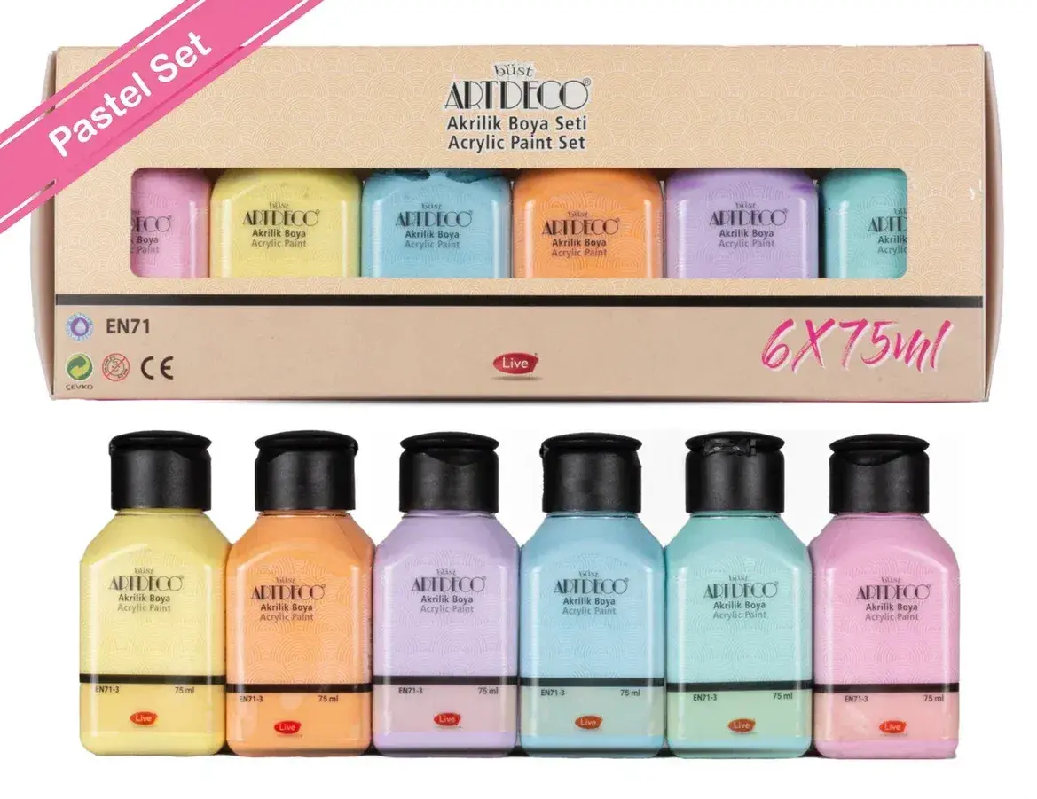 Artdeco طلاء أكريليك ارتديكو 75 مل، مجموعة من 6 ألوان باستيل