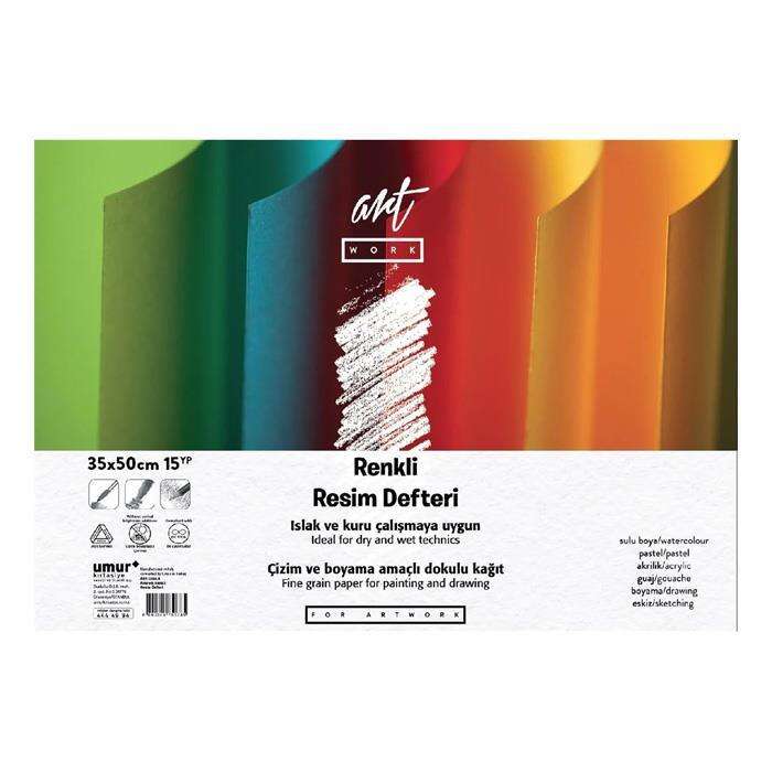 Artwork كتاب رسم جانبي حلزوني مختلط الألوان مقاس 35 × 50 سم 15 ورقة