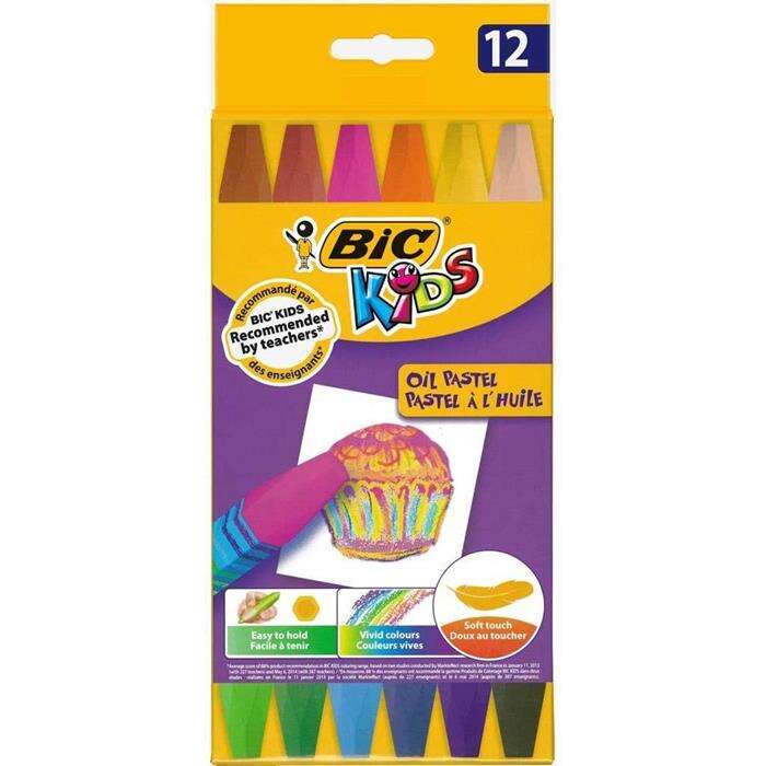 Bic قلم تلوين زيتي للأطفال من بيك، 12 عبوة
