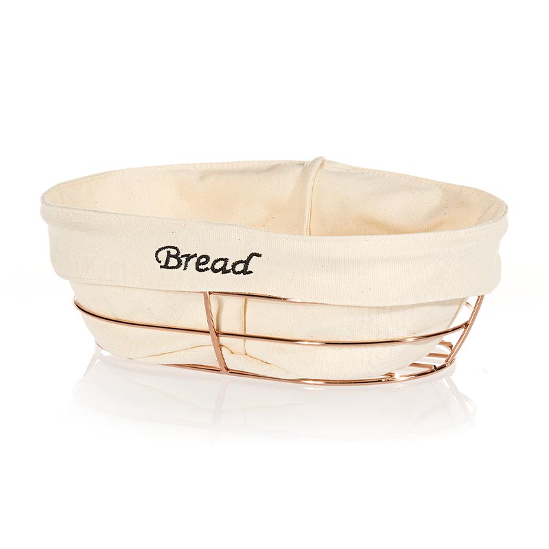 Biradlı Brd-hw186b سلة خبز قماش بيضاوية، 26x17 سم، نحاس