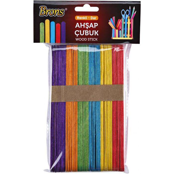Brons برونز - قضيب خشبي ضيق ملون 9 مم × 11 سم