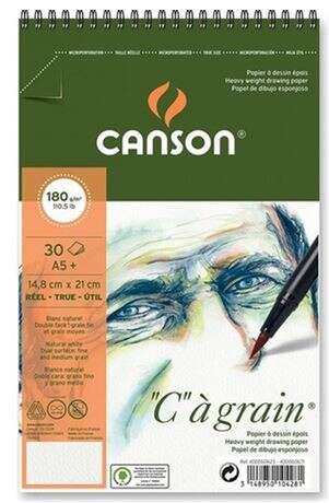 Canson دفتر رسم كانسون C à Grain 180 جرام A5 حلزوني 30 ورقة