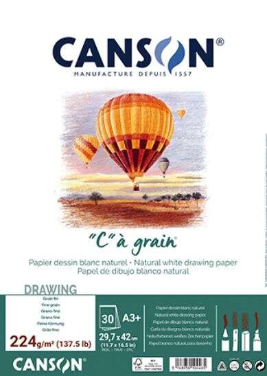 Canson دفتر رسم حلزوني من كانسون C à Grain مقاس 224 جرام مقاس A3 30 ورقة