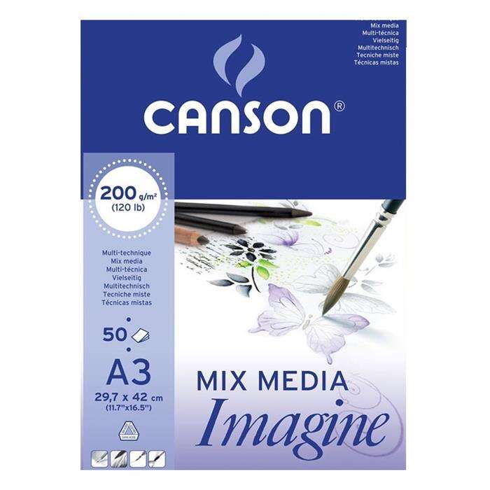 Canson دفتر رسم كانسون ميكس ميديا ​​إيماجن مقاس A3 سعة 200 جم 50 ورقة