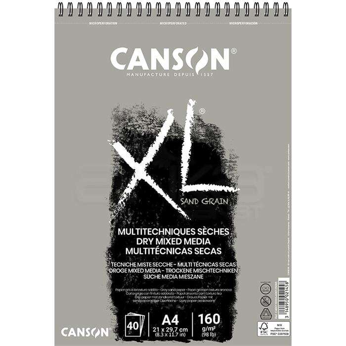 Canson دفتر رسم ملون رمادي من كانسون Xl مقاس A4 سعة 160 جرام 40 ورقة