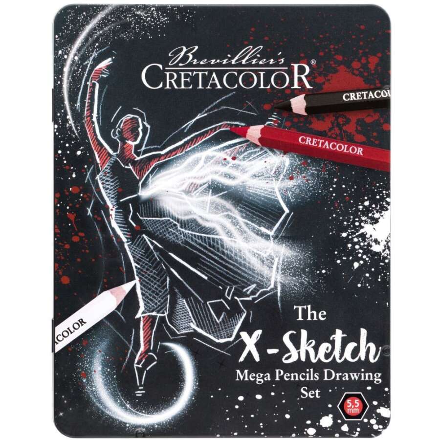 Cretacolor مجموعة أقلام رصاص كريتا كولور ميجا سكيتش مكونة من 12 قلمًا - The X-sketch