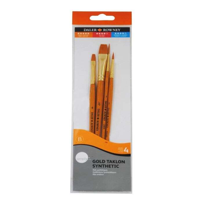 Daler Rowney مجموعة فرش دالر روني بشعيرات صناعية مكونة من 4 قطع