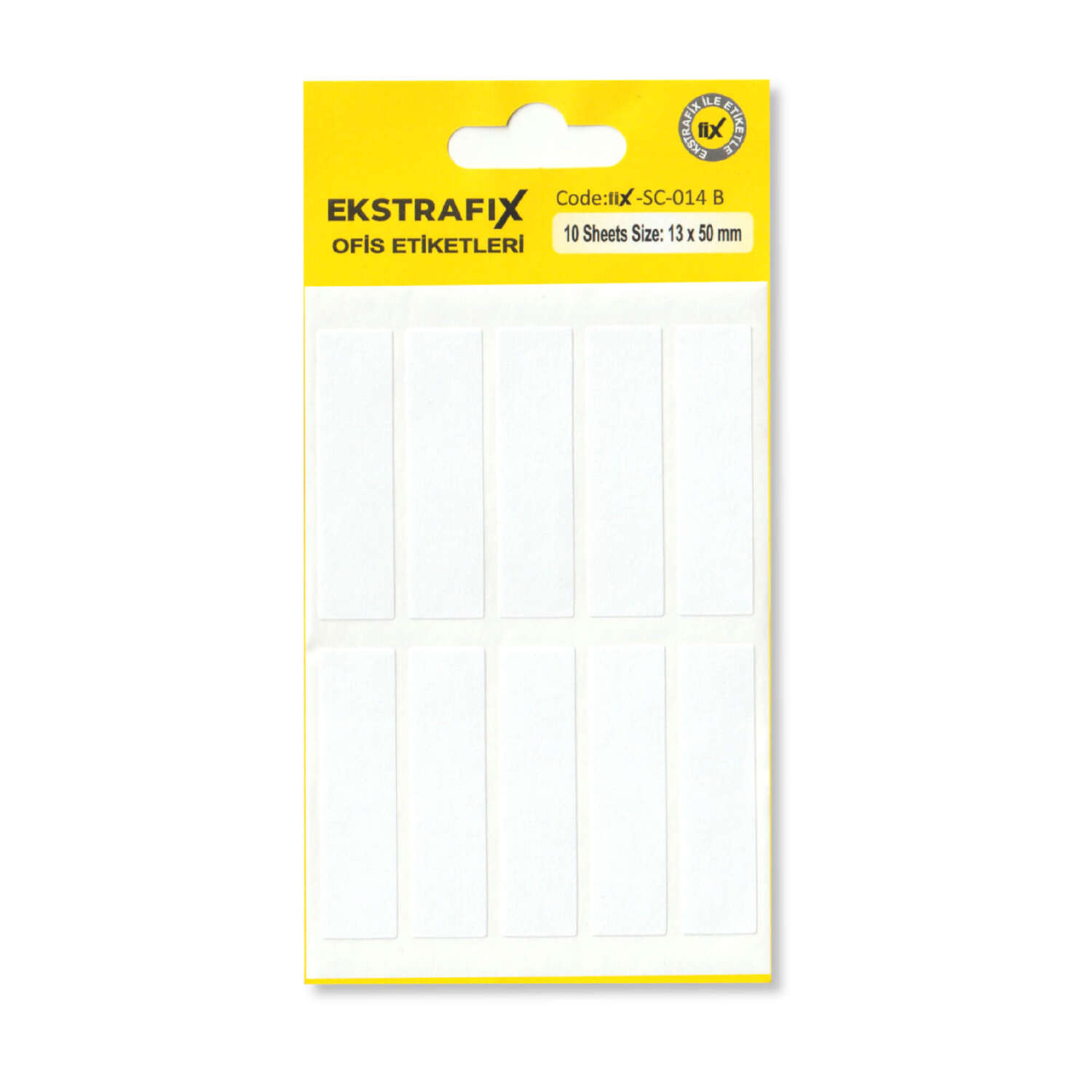 Ekstrafix اكسترافيكس - ملصق مكتبي أبيض مقاس 13 × 50 مم 10 ورقات Fix-sc-014b
