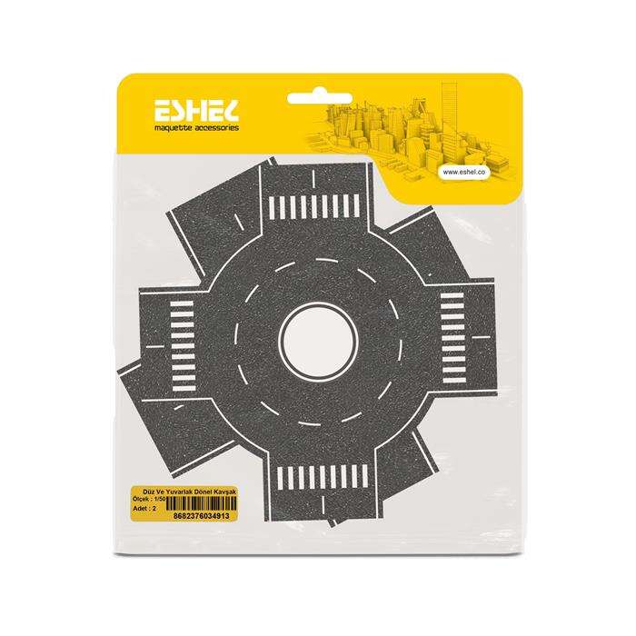 Eshel نموذج إيشيل بمقياس 1:50 للطريق المستقيم والدائري مقاس 200 × 200 مم قطعتين من الورق المقوى