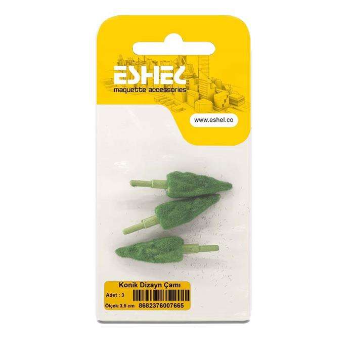 Eshel مجسم ايشيل شجرة صنوبر تصميم مخروطي 3.5 سم 3 قطع