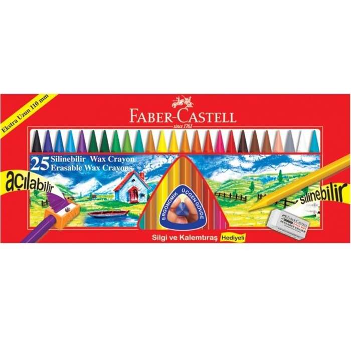 Faber Castell أقلام شمع قابلة للمسح من فابر كاستل، 25 لونًا