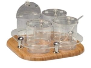 Zicco Zcp-698 وعاء صلصة بولي كربونات ووعاء مربى وحامل وعاء توابل، 30x30x17 سم