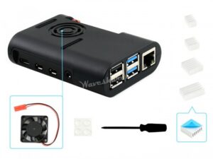 حافظة ABS سوداء لجهاز Raspberry Pi 4 - مع مروحة (17014)