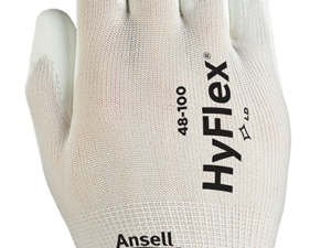 Ansell- قفازات العمل الدقيقة Hyflex® 48-100 باللون الأبيض المغطاة بالكامل بالبولي يوريثين (زوج-7)