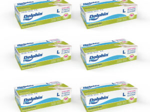 قفازات دولفين للفحص لاتكس بودرة مقاس L 100 قطعة × 10 عبوات - Mdr